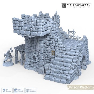 Ruined Prison Platform 28mm Terrain Gelände Fantasy Tabletop