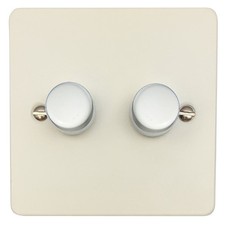 Image of G&H FW522-W Flat Plate Matt White 2 Gang 1 or 2 Way LED Dimmer Switch