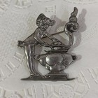 Vintage Pewter Cherub Big Steam Hot Cooking Pot  Brooch Pin  Victorian Nice — photo 8