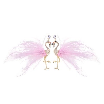 Feminine Flamingo Rhinestones Studs Feathers Inspired Jewelry Elegant Designs