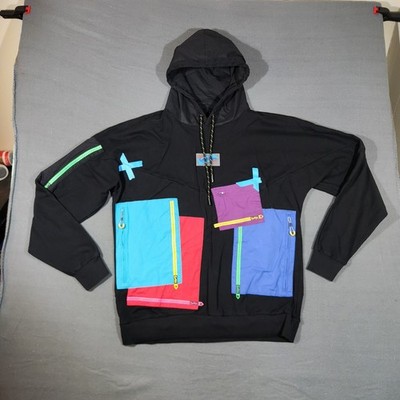 Cookies SF Hoodie Men XL Black Multicolor Colorblock Zipped Pockets Pullover 