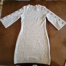 Sandra Darren Sweater Dress light beige Natural Look Button Sleeve M