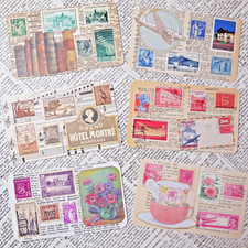 Handmade Ephemera Junk Journal Supplies Scrapbook Mixed Media Postal Stamp Cards