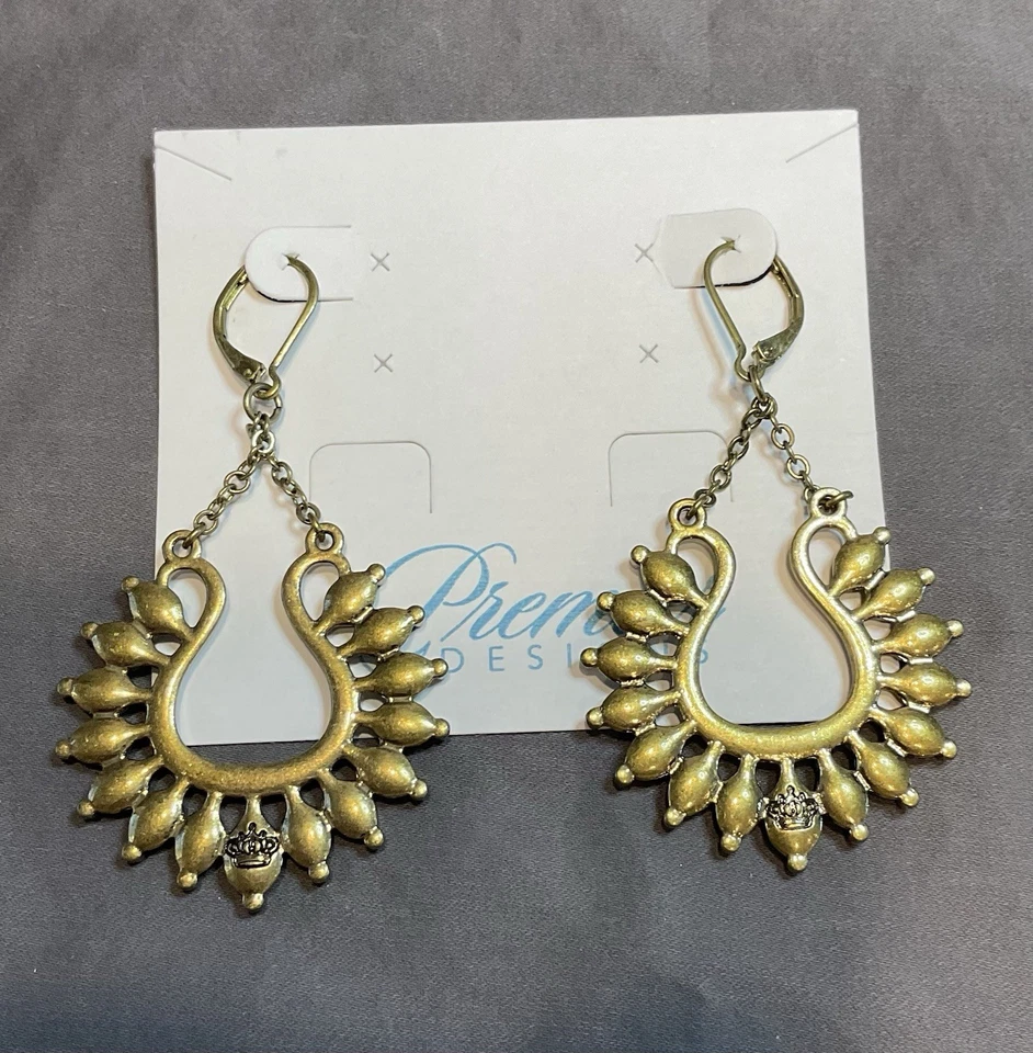 Pendientes colgantes Premier Designs tono dorado y turquesa #1472 nuevos con etiquetas Foto 3 de 4