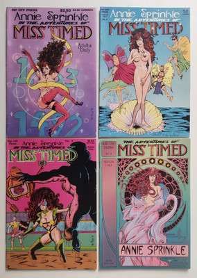 Rip Off Press ANNIE SPRINKLE is MISS TIMED #1-4 Full Run 1991 Impossible To Get 