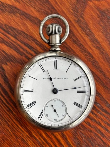 Unusual 1887 Elgin 18 Size 11J Grade 43 Back-Loading Case Nice Dial Runs Strong!