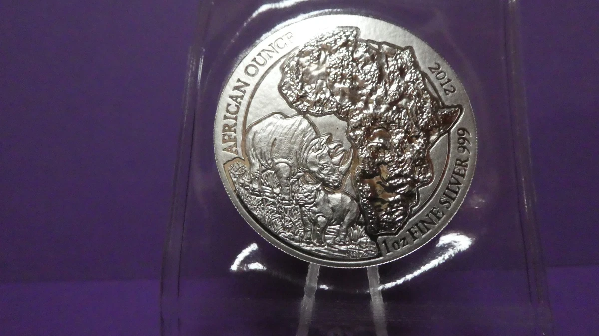 Ruanda Nashorn 2012 Rinoceronte 1 oz Ag 999.Originalverpacku Envase original S/C
