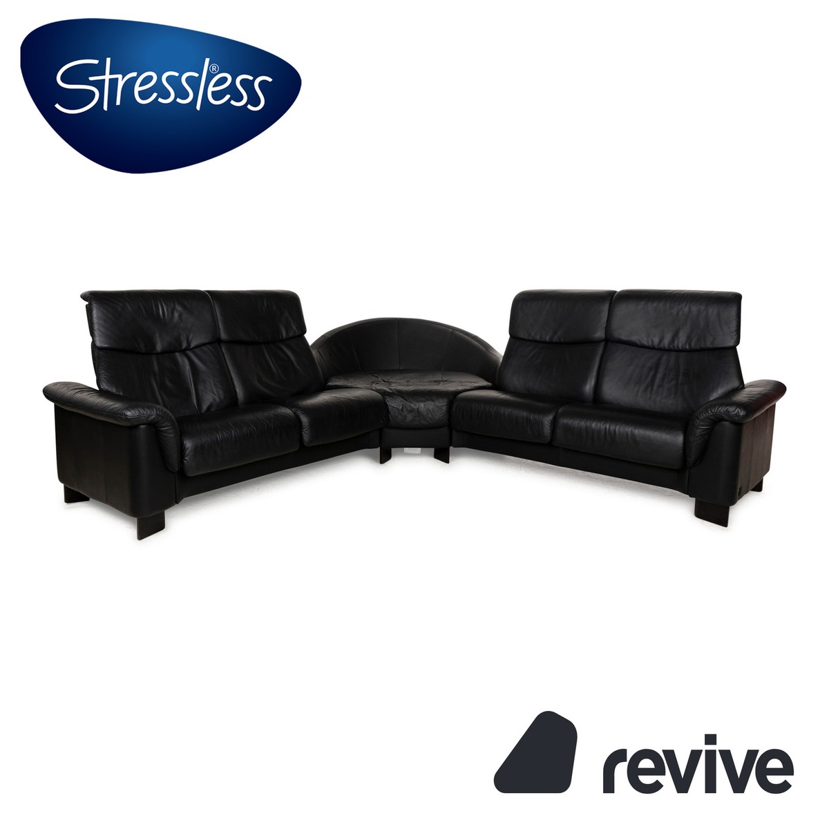 Stressless Paradise Leather Corner Sofa Black Manual Function