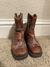 Shyanne Girls Cowgirl Boots Floral Embroidered Leather Size 7