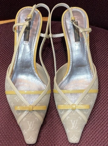 LOUIS VUITTON（LV） Scarpe LOUIS VUITTON Monogram Taupe Crema Tela Pelle Verniciata Taglia 38 5