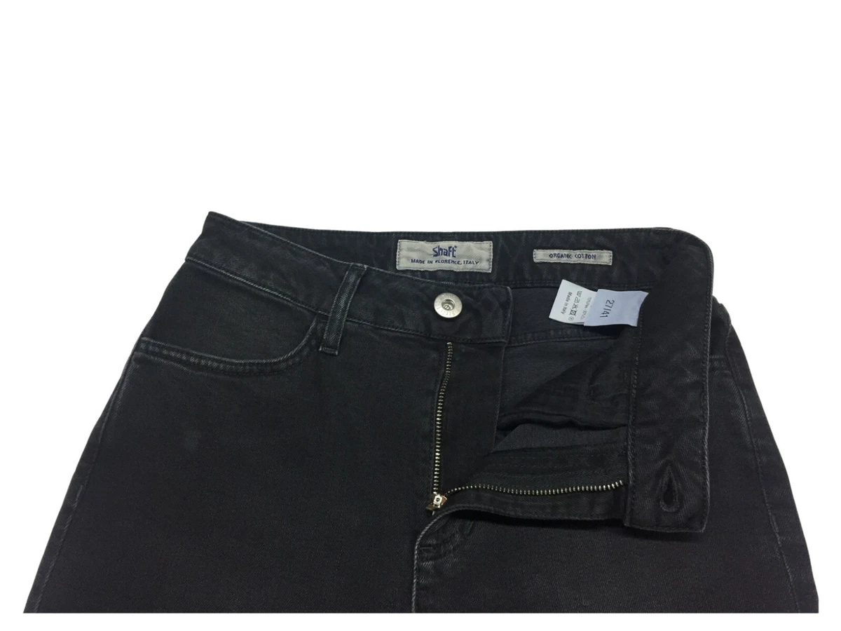 SHAFT jeans donna vita alta con zip denim nero a zampa art LOLA HR