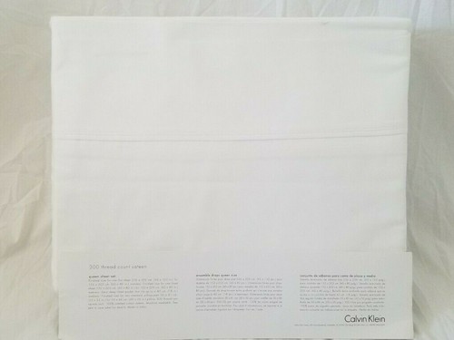 4 pc Calvin Klein 300 TC 100% Cotton Sateen White Queen Sheet Set NIP - Picture 2 of 10
