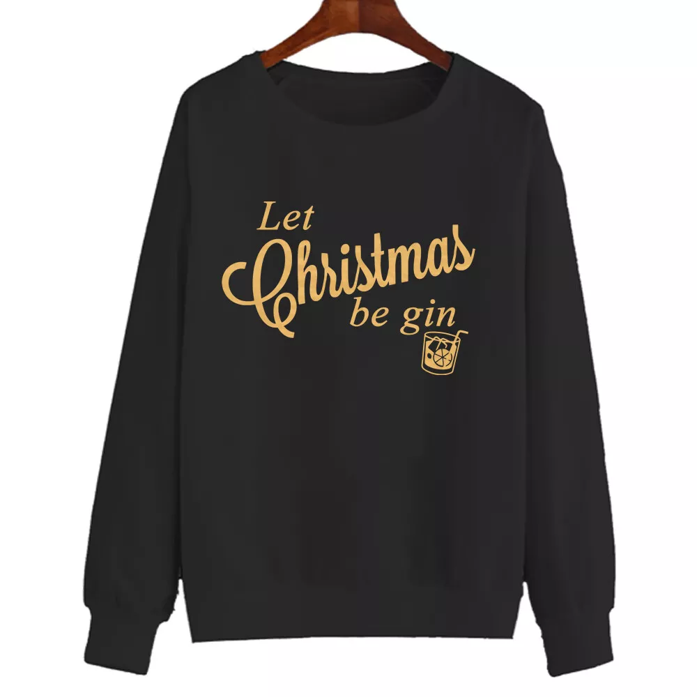 Ladies Let Christmas Be Gin Jumper Funny Xmas Present Gift Novelty Secret Santa