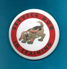 SERVICE DOG IN TRAINING - service dog 3" vest button w/pin back