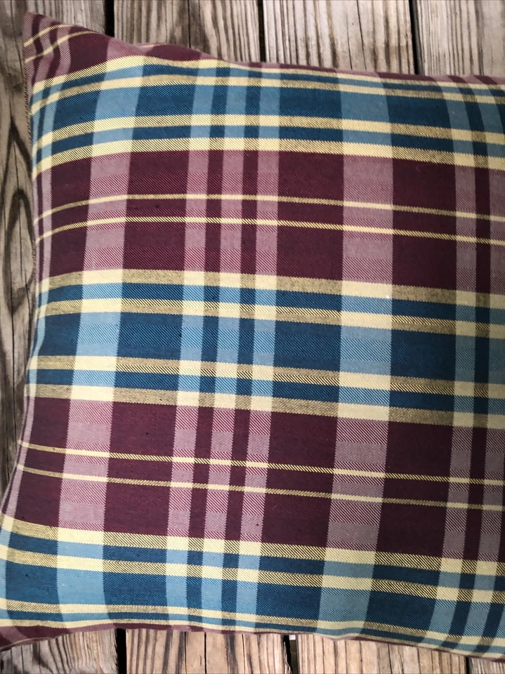 Funda de almohada decorativa de arpillera a cuadros/marrón 20x20 Foto 3 de 4