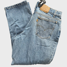 Vintage 1990s Levi's 550 Fits 31x27 Relaxed Fit Orange Tab Denim Jeans 90s 80s