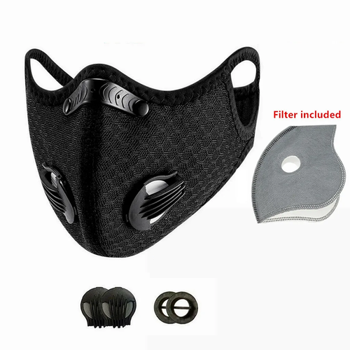 ROCKBROS Face Mask & Active Carbon Filter Breathing Valves Reusable Sport Mesh