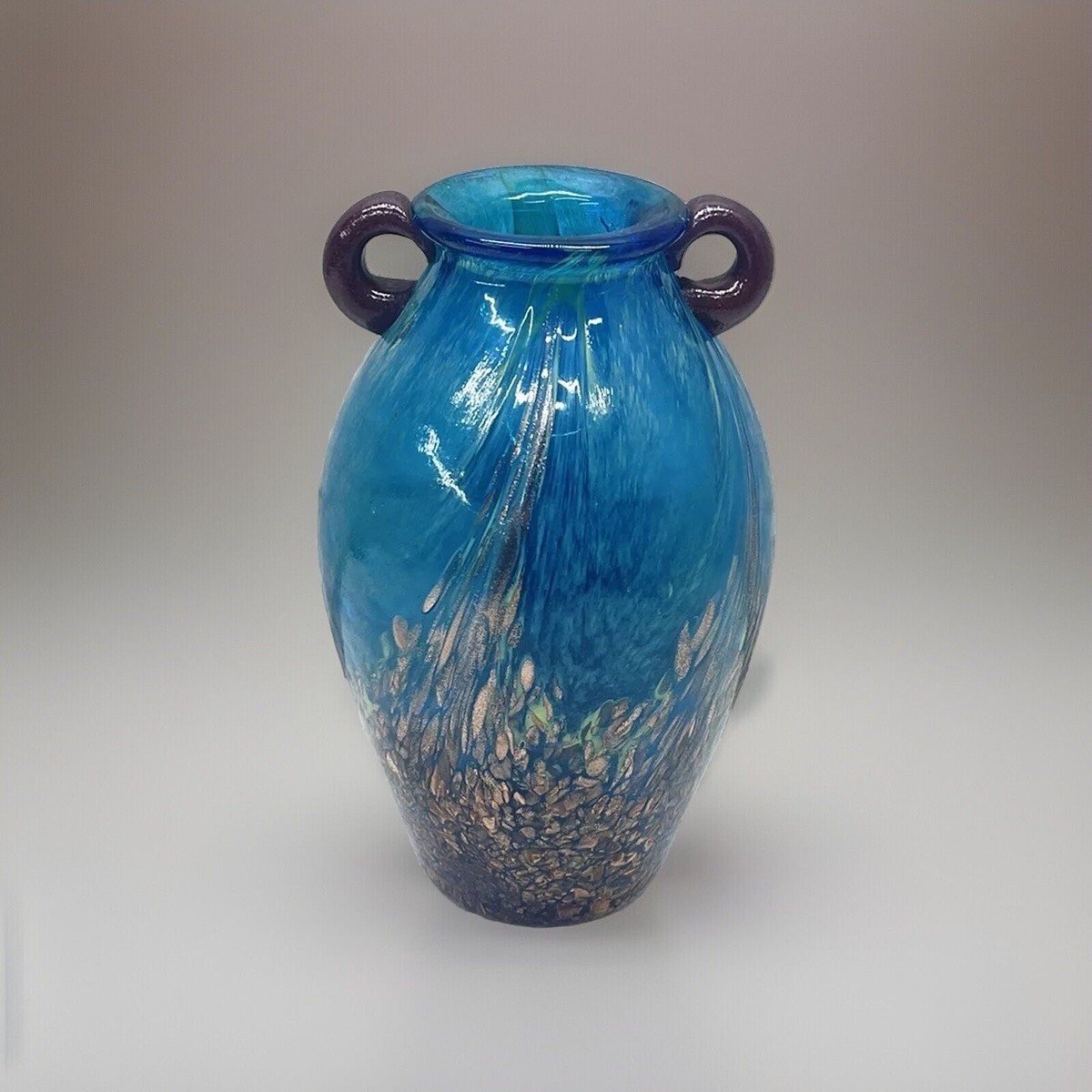 Dale Tiffany Favrile Art Glass Amphora Azure Copper Aventurine