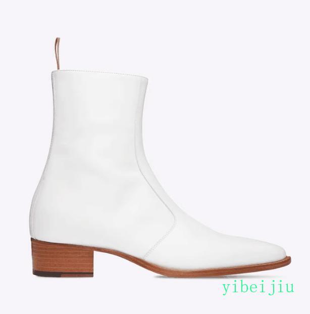 Chelsea Boots Men‘s Pointed Toe Dress Real Leather High Top Formal Shoes Western-image