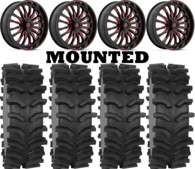 Kit 4 System 3 XT400W Tires 37x12-24 on Fuel Arc Red Wheels TER