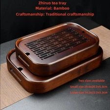 Luxury Frosted Hard Bamboo Gongfu Tea Tray Serving Table Plate Water Storage