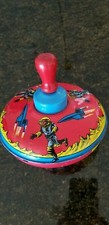 Vintage 1965 Buck Rogers metal push down spinning top toy