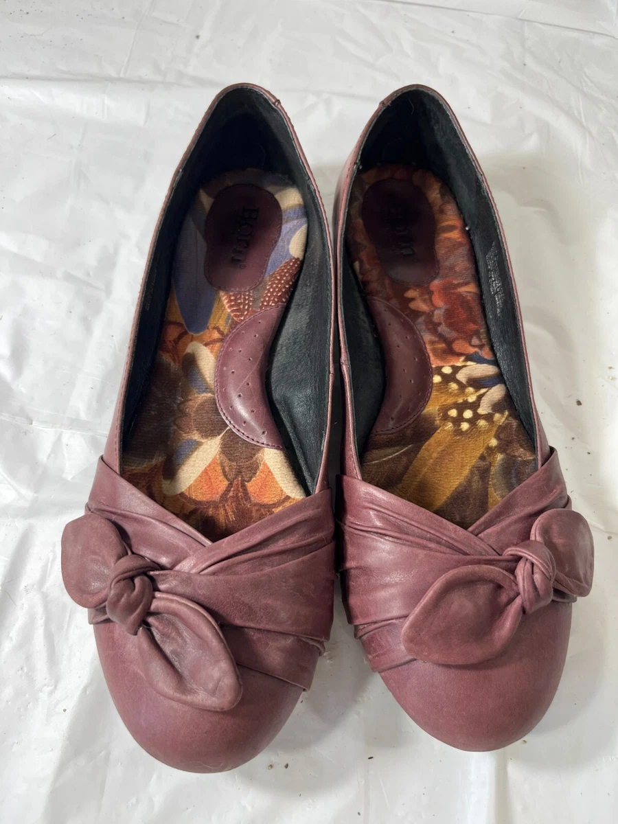 Born Shoes Womens 9 M Lilly Knot Ballet Flats Slip On B17747 Pink Leather Casual