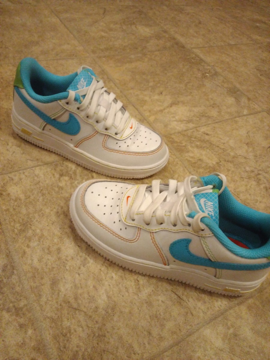 nike air force blue and orange tick