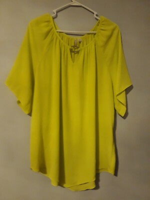 Womens Est 1946 Neon Green Blouse Size 18/20W. 100% Polyester *427