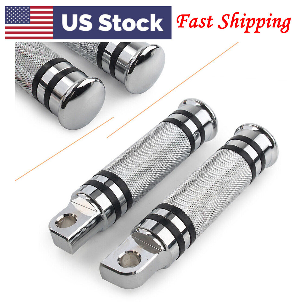 1 Pair Passenger Foot Peg Male Mount Footpegs Footrest For Harley Chrome 10mm