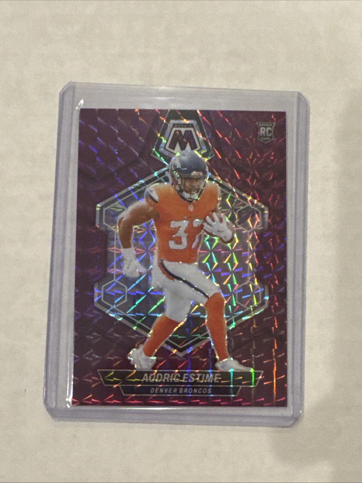 2024 Panini Mosaic #392 Audric Estime Purple Mosaic Prizm /49 Broncos RC
