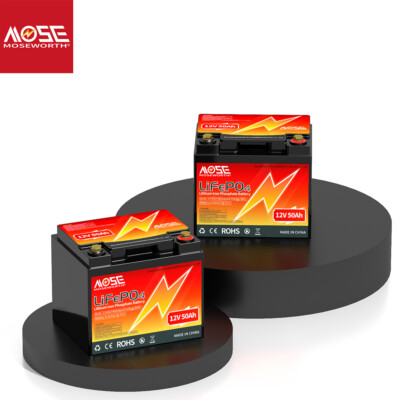 1~2Pack 12V 50Ah LiFePO4 Lithium Battery Deep Cycle 50A BMS for RV Marine Solar