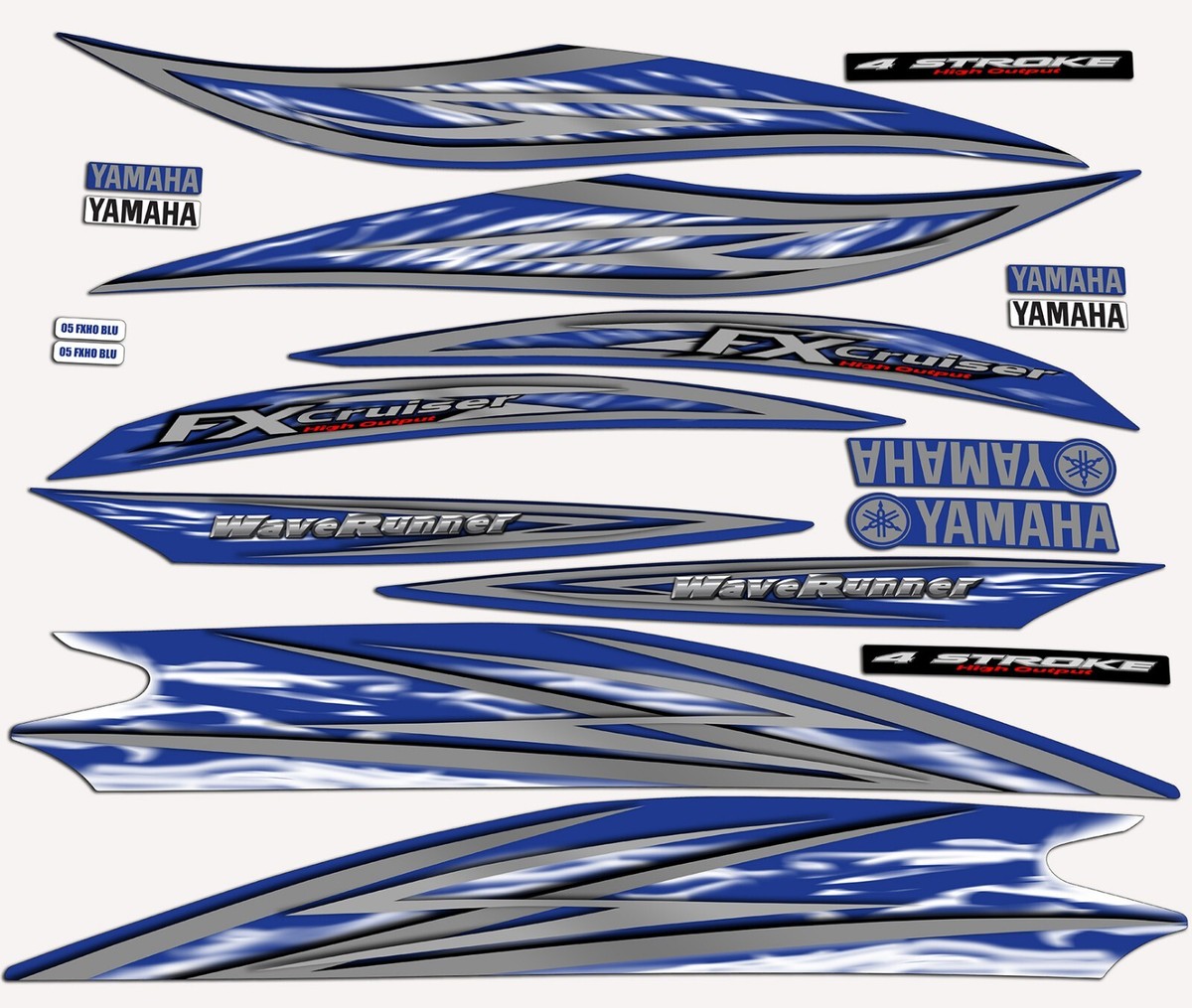 2003 2004 2005 YAMAHA FX HO DECAL KIT BLUE FX160 HIGH OUTPUT