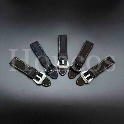 18-26MM Soft Black Rubber Strap Clasp Buckle Replacement Fits For Citizen Watch