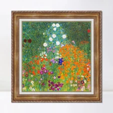 Framed Giclee Print Flower Garden by Gustav Klimt Wall Art Home Decor 32"x32" 