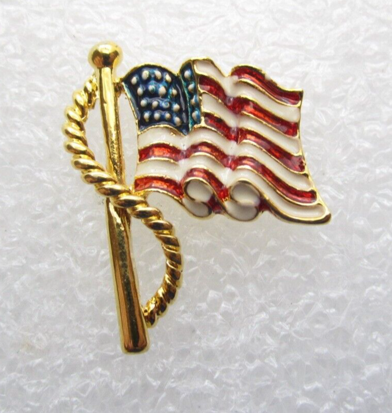 Waving American USA Flag Lapel Pin (C928)
