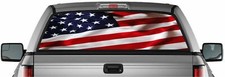 American Usa Flag Perforated Vinyl Decal Truck Rear Window Sticker Made In Usa