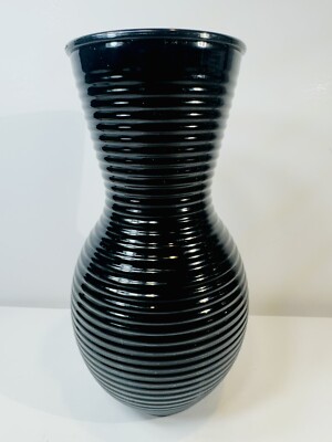 Plastic Textured Black Vase, 7.5-in.