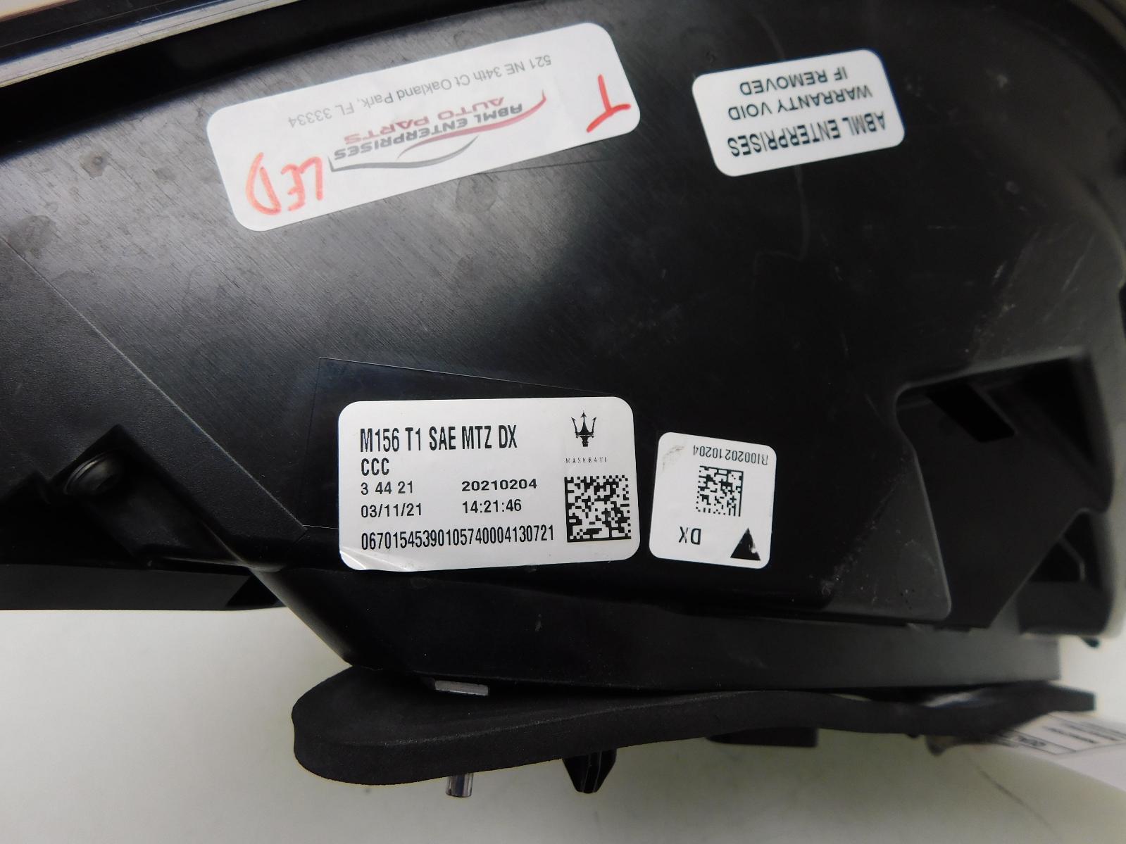 MASERATI QUATTROPORTE RIGHT TAIL LIGHT 20210204 OEM 21 22 2021 2022
