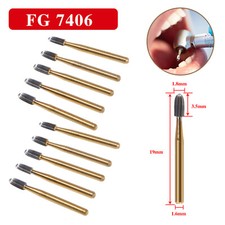 10Pcs Dental Trimming Finishing Carbide Burs Egg Shape Football Gold FG7406