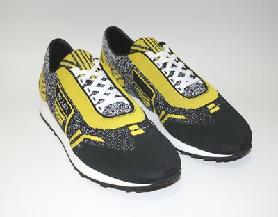 Prada Knit Sport Sneakers Size 6 Yellow and Black Luxury Sneakers