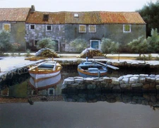 Zvonimir Mahanovic, "Village Kratanji", matted print, 5.5"h x 5.875"w