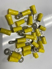 10-12 GAUGE VINYL RING 8 YELLOW 100 PK CRIMP TERMINAL CONNECTORS AWG WIRE AUTO