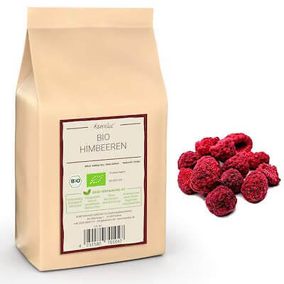 (114 EUR/kg) 500g gefriergetrocknete BIO Himbeeren ganz, Himbeeren BIO