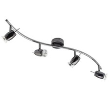 Litecraft Frank Spotlight Bar GU10 Ceiling 4 Light With LED Bulbs - Black Nickel