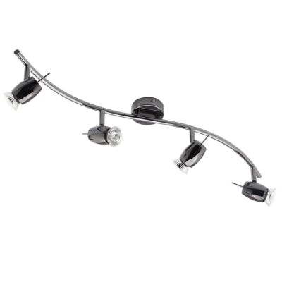 Litecraft Frank Strahlerleiste GU10 Decke 4 Leuchten mit LED Leuchtmitteln - Schwarz Nickel