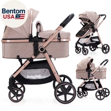 2-In-1 Baby Stroller - Folding Infant Newborn Pram Stroller with Reversible Seat