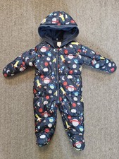 Bluezoo Boys Snowsuit  3-6 Months baby  Navy Space  pattern Footed pram suit 