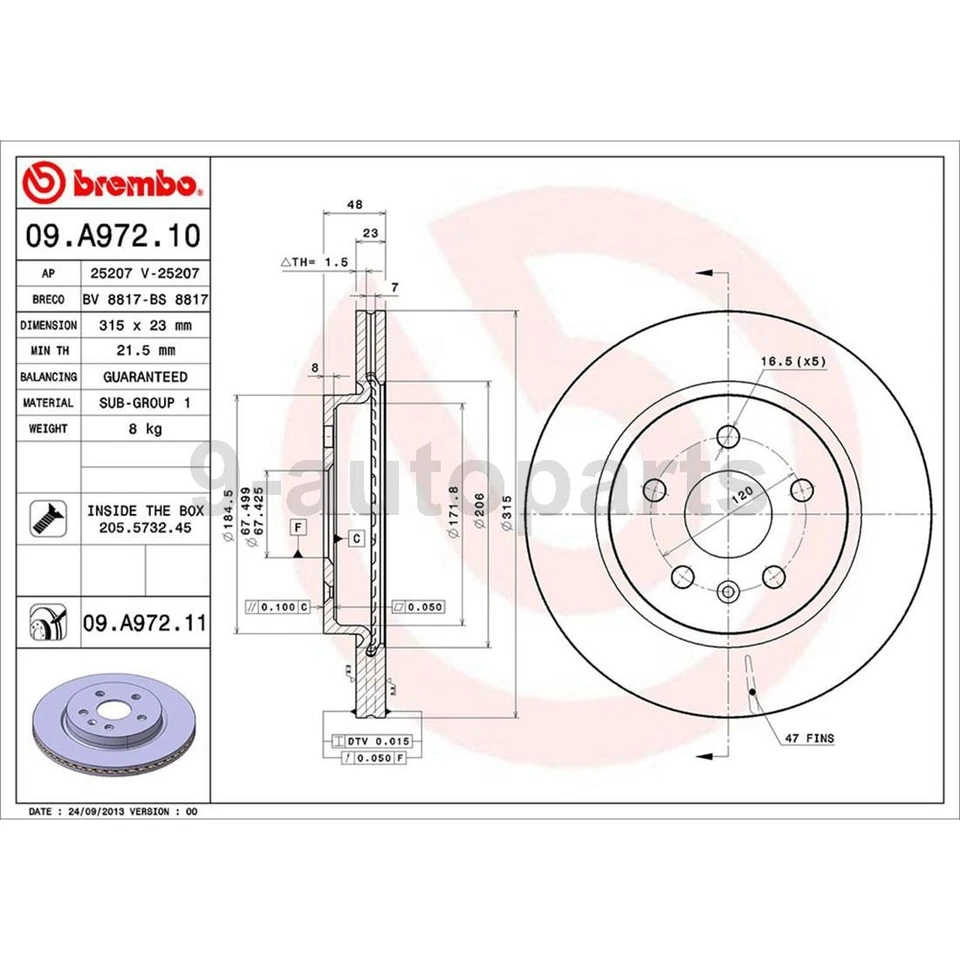 Kit de frenos traseros Brembo rotores de disco pastillas de cerámica para Chevrolet Impala 2015-2017 Foto 2 de 4