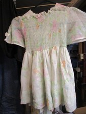 Vtg Cinderella Brand Off White Floral Smocked DRESS Size 5 Prairie Cottage VGC